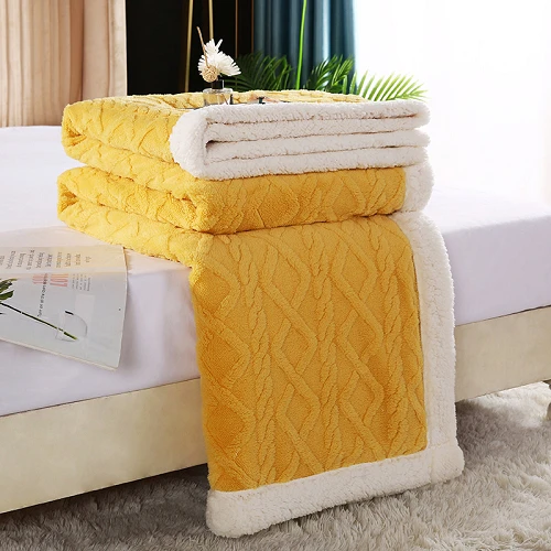 ผ้าห่มเชอร์ปาผ้าสักหลาด Jacquard
